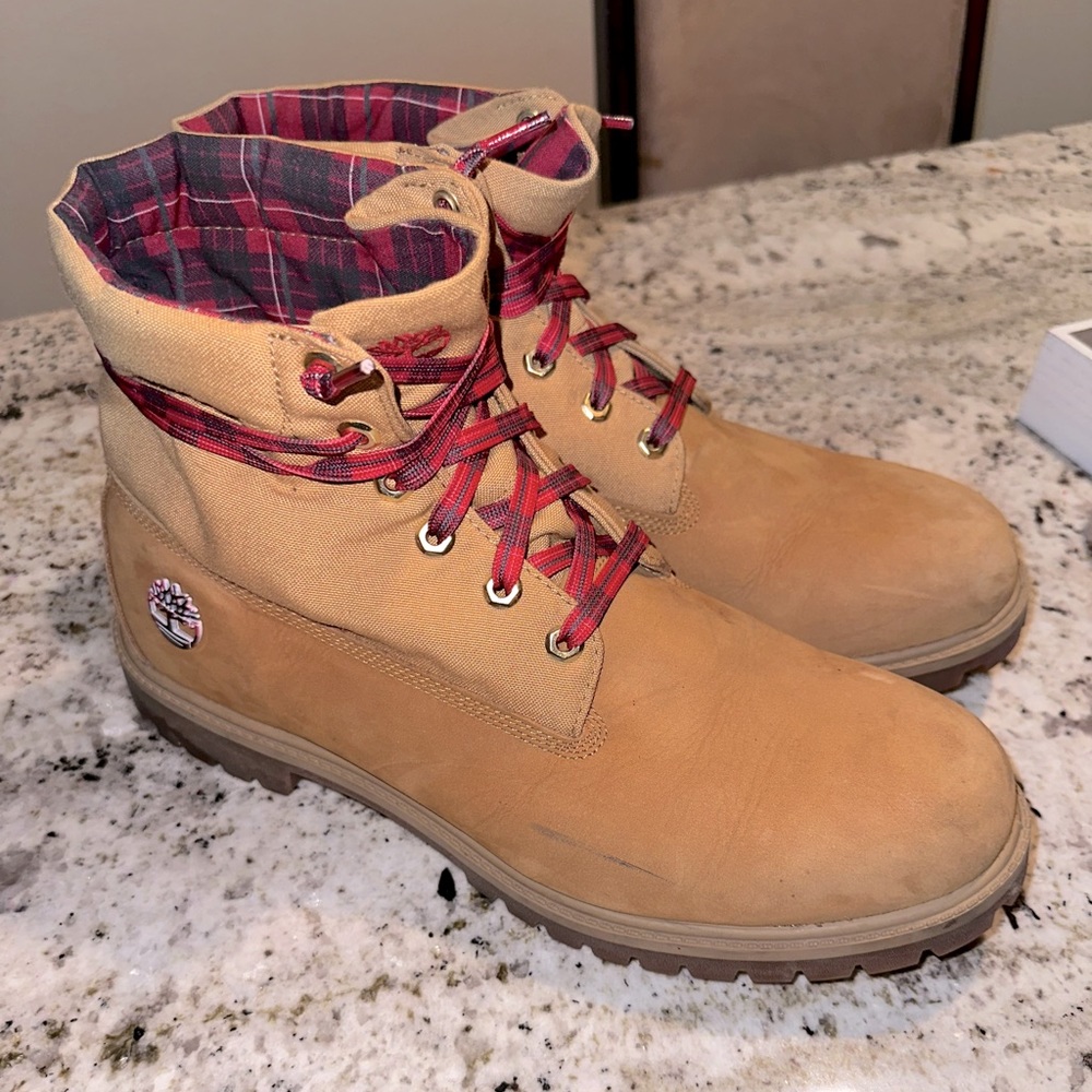 Mens Timberland plaid roll down boots